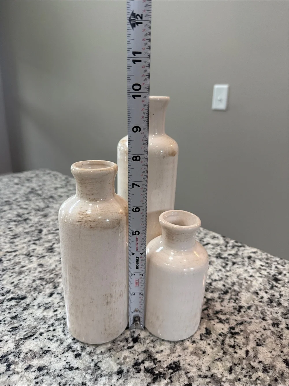 Neutral Ceramic Decorative Bottle Vase Set - Cream